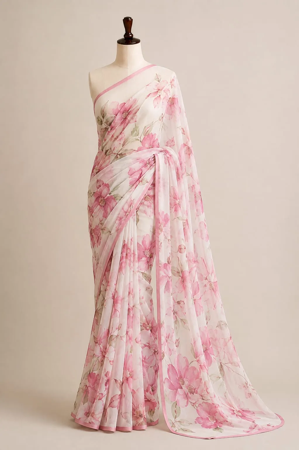 Pink Floral Saree