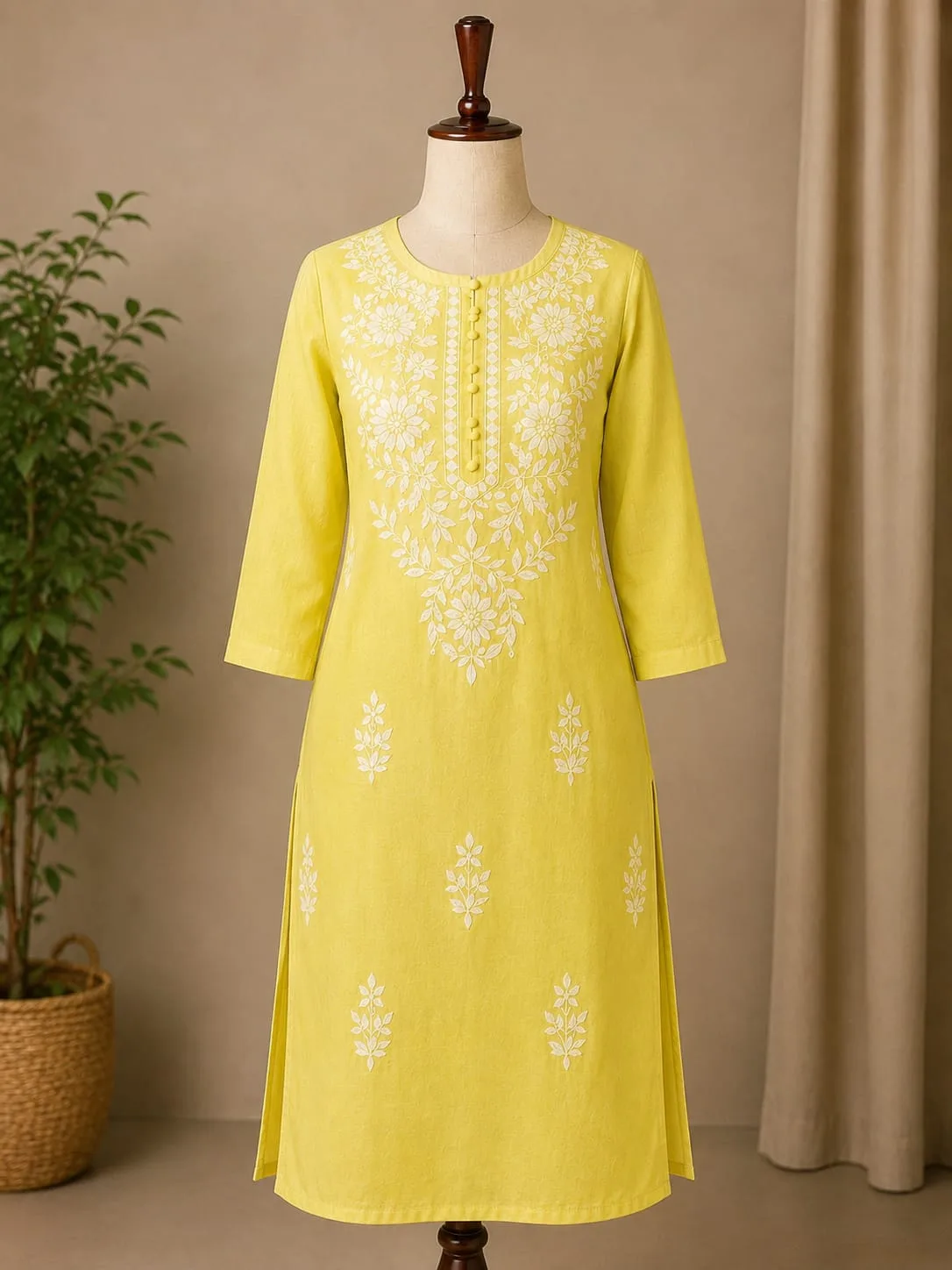 Yellow Floral Kurti